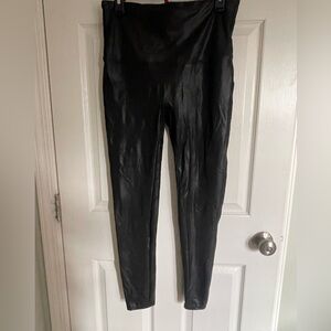 SPANX Faux Leather Black Leggings 1X